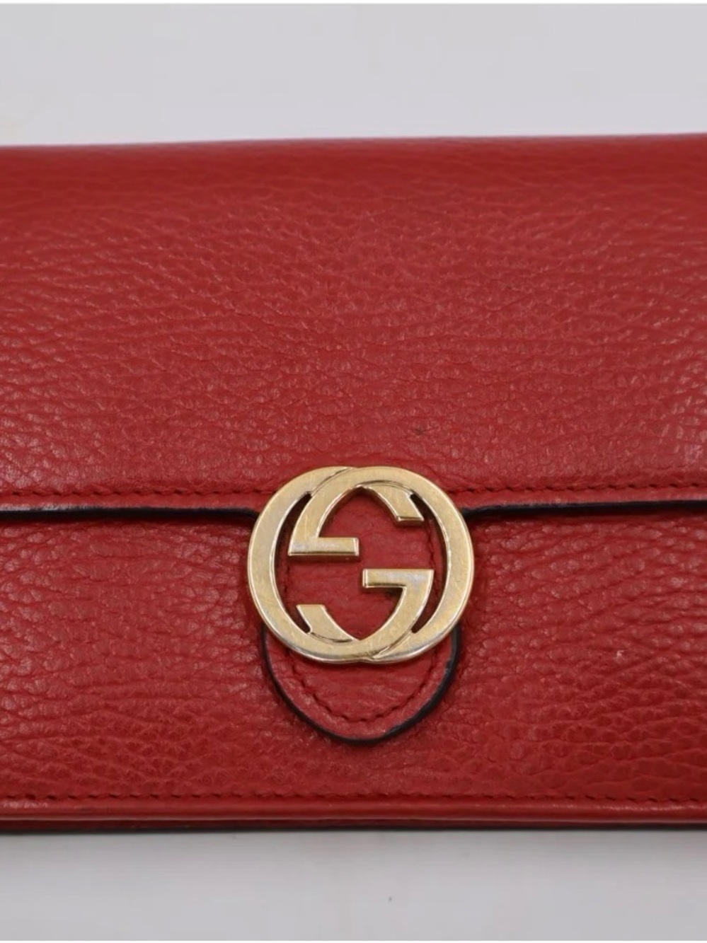 Gucci Red Leather Continental Wallet with Gold Double G Logo